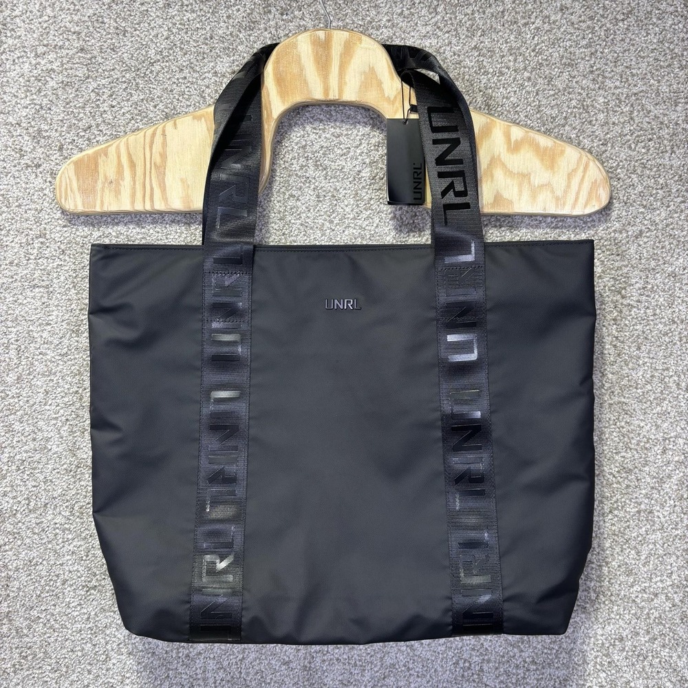 NWT UNRL Commuter Tote Bag Womens Medium Black Polyester Zip Shoulder Travel